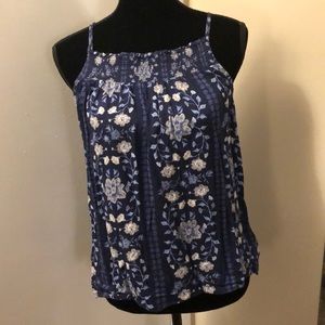 Old Navy Blue and White Flower Tank